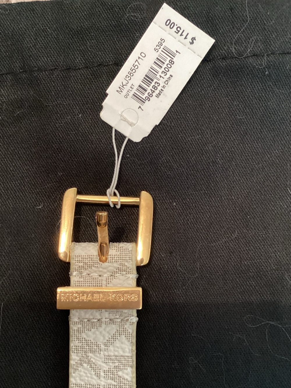 Michael Kors White Leather Strap Bracelet with Gold Plaque - Picture 7 of 7
